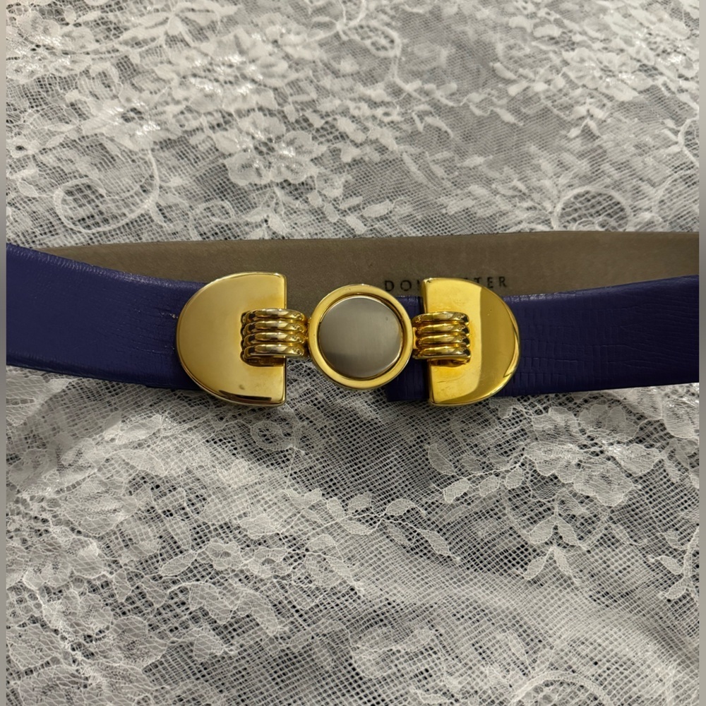 DONCASTER Vintage 80’s Gold & Silver Interlocking Unique Leather Belt Rare Fun